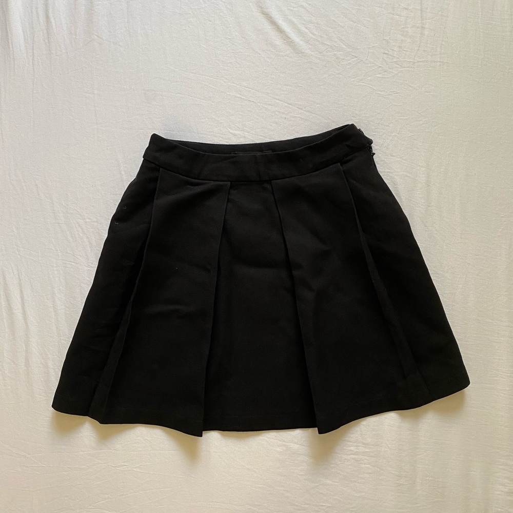 Black flare mini skirt